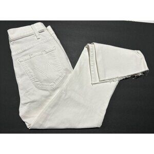 Mother Denim Hustler Ankle Fray Jeans High Rise Fairest of Them White All Sz 26